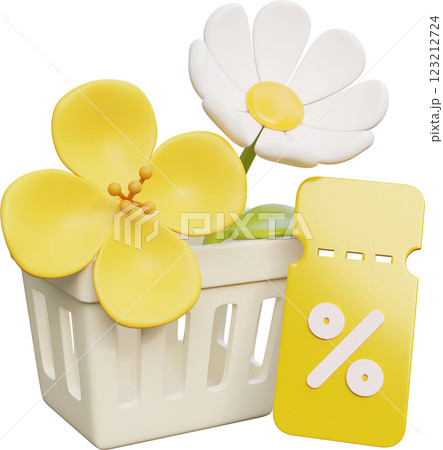 White daisy with rapeseed and coupon 3D grpahic 123212724