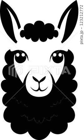 Llama, alpaca illustration in black and white tones colors 123212772