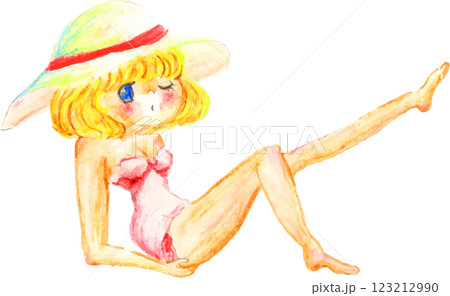 海、リゾート、水着姿のお姉さん 123212990