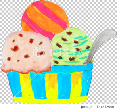 カラーペンで描いたカラフルなアイスクリーム 123212996