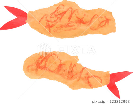 手描きのかわいいエビフライのイラスト 123212998