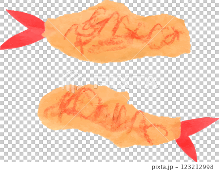 手繪可愛的炸蝦插畫 123212998