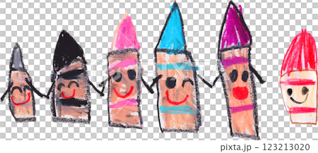 子供が描いたクレヨンのキャラクター 子供が描いたクレヨンのキャラクター 123213020
