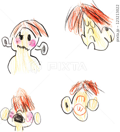 子供が描いた色んな表情バリエーション 子供が描いた色んな表情バリエーション 123213022