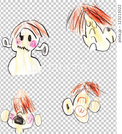 子供が描いた色んな表情バリエーション 子供が描いた色んな表情バリエーション 123213022