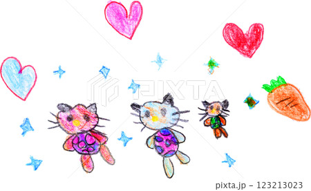 子供が描いたねこのキャラクター 子供が描いたねこのキャラクター 123213023