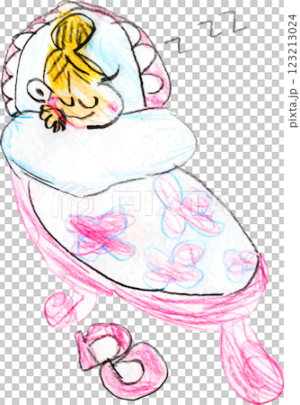Sleeping girl drawn by a child Sleeping girl drawn by a child 123213024