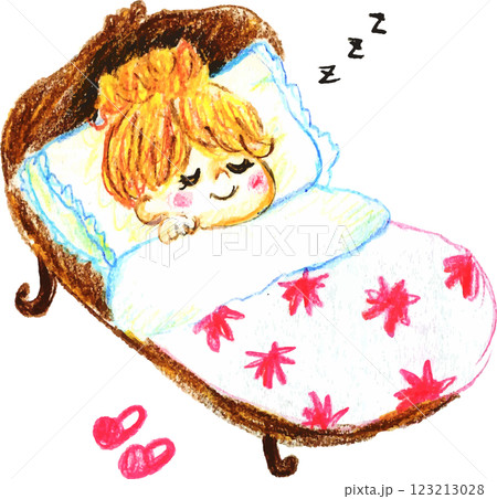 ベッドで眠る女の子 123213028