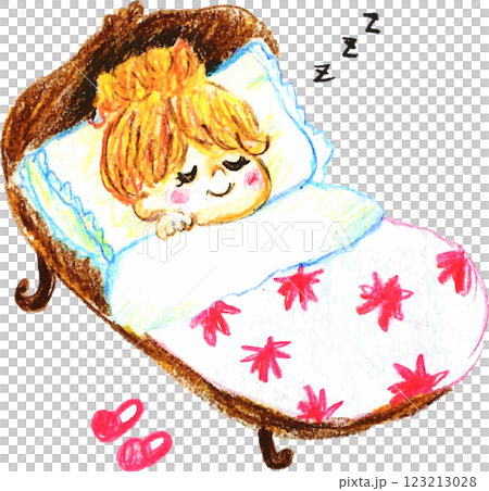 ベッドで眠る女の子 123213028