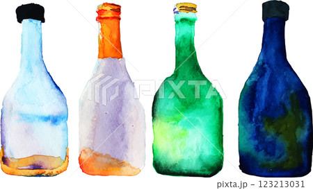 おしゃれな瓶の水彩画透過処理済み おしゃれな瓶の水彩画透過処理済み 123213031