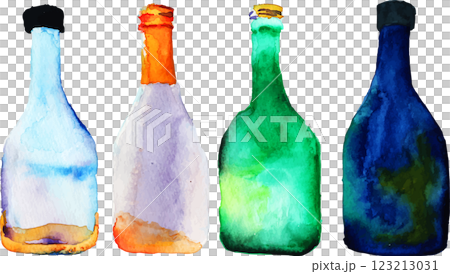 おしゃれな瓶の水彩画透過処理済み おしゃれな瓶の水彩画透過処理済み 123213031