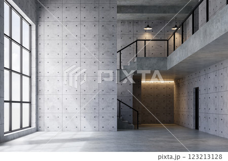 Modern contemporary loft style empty room with blank wall for copy space 3d render Modern contemporary loft style empty room with blank wall for copy space 3d render 123213128