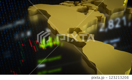 The Gold world map for education or Business concept 3d Rendering. 123213208