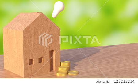 The House wood and coins for property or Building concept 3d Rendering 123213214