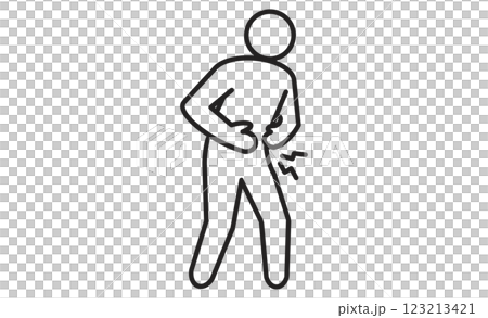 腹痛を抱える人物のシンプルなアイコンイラスト 腹痛を抱える人物のシンプルなアイコンイラスト 123213421