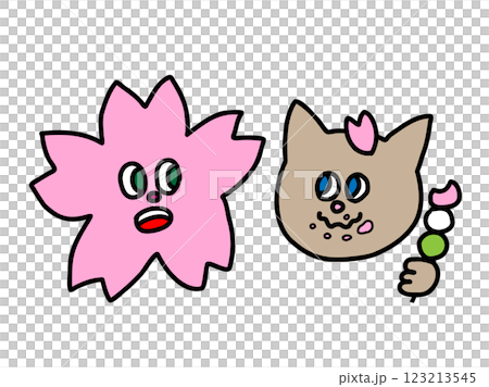 Cherry blossom and cat illustration Cherry blossom and cat illustration 123213545