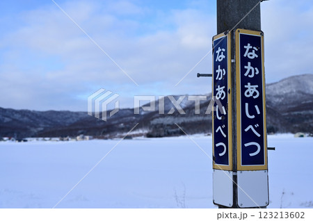 冬のローカル駅 冬のローカル駅 123213602