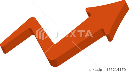 ジグザグ上向き矢印 3Dイラスト - 成長・成功・上昇トレンド 123214170