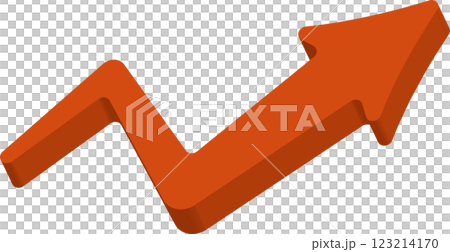 ジグザグ上向き矢印 3Dイラスト - 成長・成功・上昇トレンド 123214170