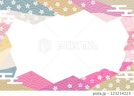 桜　和紙　模様　背景　 123214223