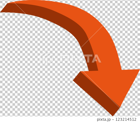 厚 3D 曲線箭頭-橘色向下箭頭圖 厚 3D 曲線箭頭-橘色向下箭頭圖 123214512