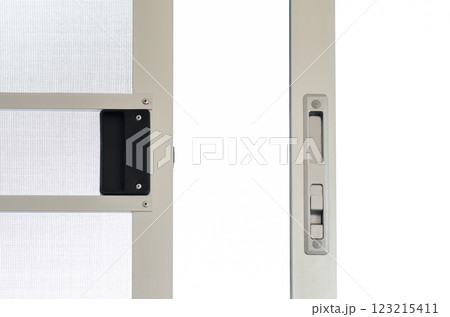 Door with mesh and locking mechanism details Door with mesh and locking mechanism details 123215411