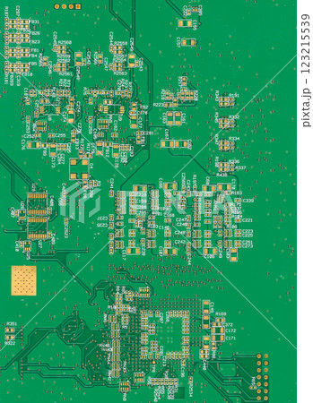 Circuit board close-up with intricate components 123215539