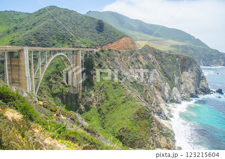 Bixby Creek Bridge on Highway in Big Sur, California, USA 123215604