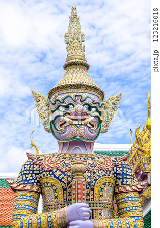 Demon Guardian in Wat Phra Kaew Bangkok Thailand Demon Guardian in Wat Phra Kaew Bangkok Thailand 123216018