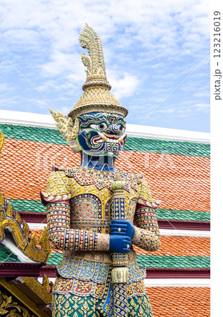 Demon Guardian in Wat Phra Kaew Bangkok Thailand Demon Guardian in Wat Phra Kaew Bangkok Thailand 123216019