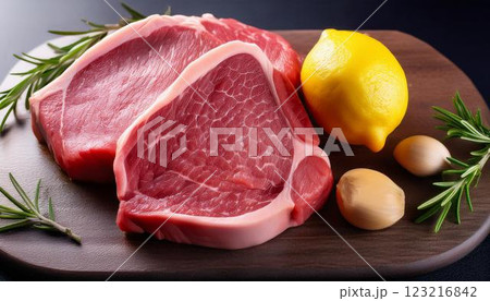新鮮な生肉とレモンのシズル感2 123216842