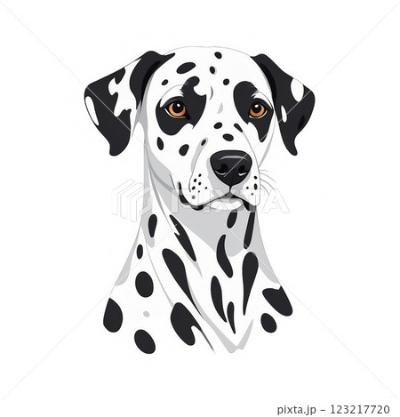 他人や他犬には警戒心を見せるダルメシアンの顔 123217720