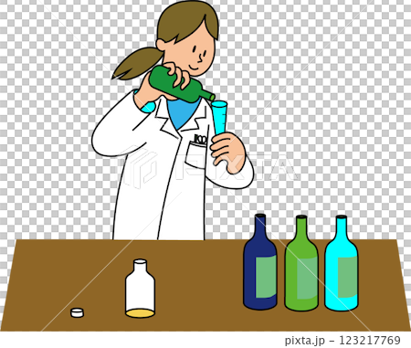 水剤を調剤する薬剤師 123217769