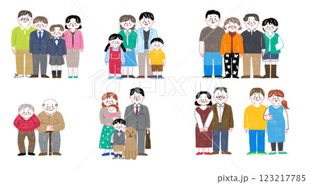 色鉛筆で描いたいろんな形の家族のイラスト 色鉛筆で描いたいろんな形の家族のイラスト 123217785