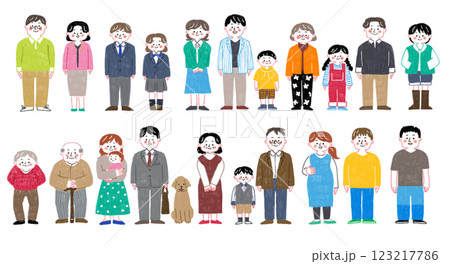 色鉛筆で描いたさまざまな人々の全身のイラスト 色鉛筆で描いたさまざまな人々の全身のイラスト 123217786