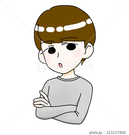 腕を組んで喋っている人 123217808