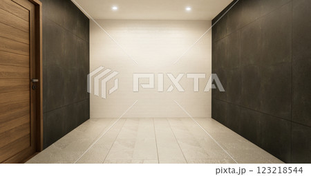 Black and white and wood tiles modern style - tiles design. 3D rendering Black and white and wood tiles modern style - tiles design. 3D rendering 123218544