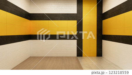 empty yellow color concept bathroom .3D rendering empty yellow color concept bathroom .3D rendering 123218559
