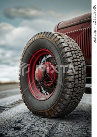 Vintage Style Tires Design for Classic Cars - High-Resolution Photography for Print and Posters 123218686