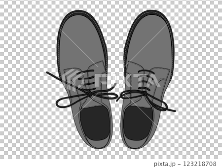 真上から見たビジネスシューズのイラスト（モノクロ・俯瞰図・ベクター素材） 123218708