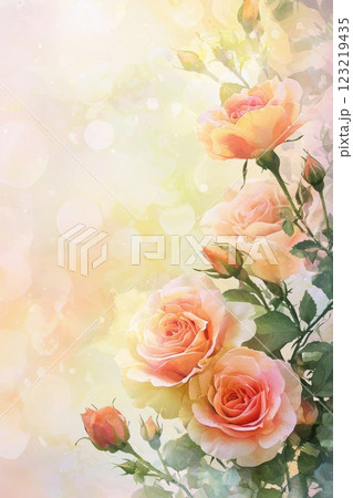 Mother's Day Card Design with Watercolor Flowers and Soft Warm Light for Sentimental Expression 123219435