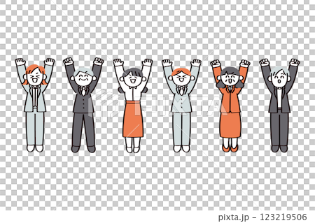 一組工人歡呼雀躍的插圖 123219506