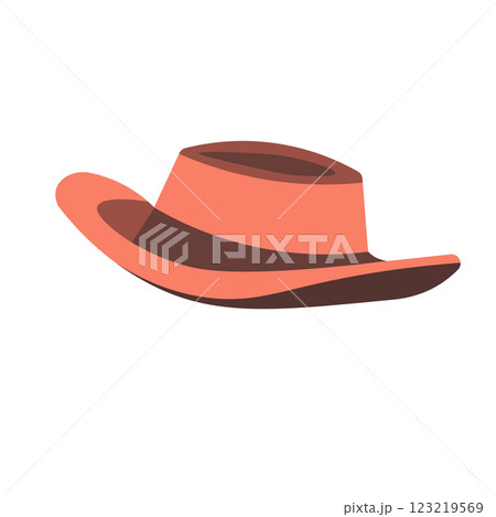 シンプルなピンクのウエスタンハットのイラスト 123219569