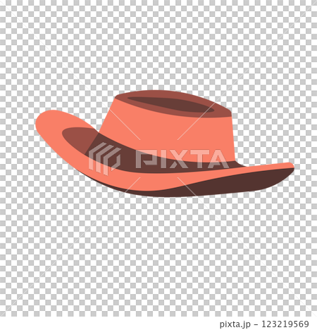 シンプルなピンクのウエスタンハットのイラスト 123219569