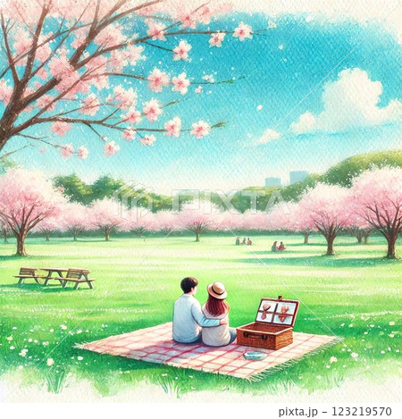 公園でお花見デート 123219570