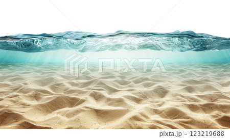 Water Surface with Sandy Sea Bottom 123219688