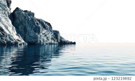 Rocky Shoreline with a Calm Blue Ocean 123219692