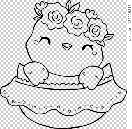 Coquette Easter Chicken in Egg Outline Coquette Easter Chicken in Egg Outline 123219818
