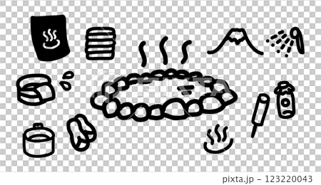手繪向量圖示集溫泉與露天浴池 123220043