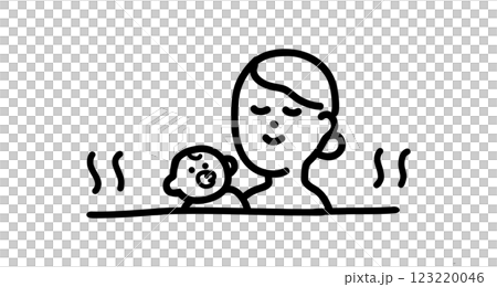 一緒にお風呂でリラックスするお母さんと赤ちゃんの手書きベクターイラスト 一緒にお風呂でリラックスするお母さんと赤ちゃんの手書きベクターイラスト 123220046